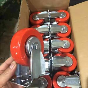 Quality 3 4 5inch Red PVC Castor Stem Swivel Trolley Wheel Casters Smooth and Flexible Swivel wholesale