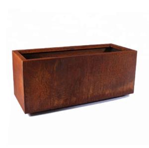 Quality Outdoor Long Metal Rectangle Planter Box Corten Steel Rectangle Trough Planter wholesale