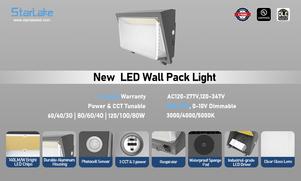 Customized Industrial Outdoor Wall Light Waterproof IP65 DLC Certified