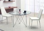 Round Chrome Fixed Dining Table , Clear Dia 1.2 Meter Living Room Table