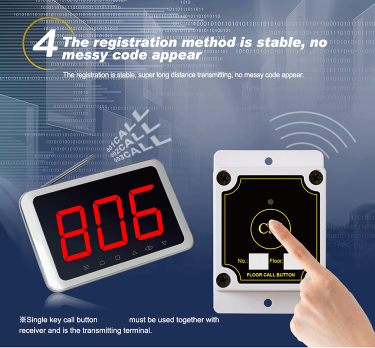 construction site floor call hoist wireless calling bell button