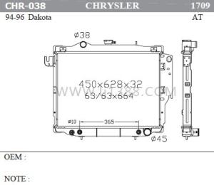 Quality 1994-1996 Dodge Dakota Aluminum Radiator , Dpi 1709 Cooling Car Radiator wholesale