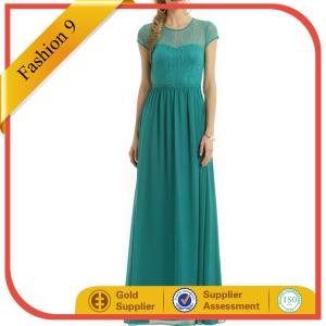 Quality Teal Chiffon Gown Floor length Evening Dress wholesale