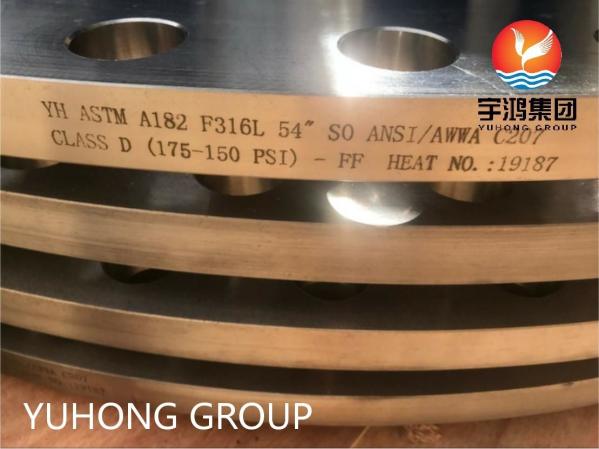 ASTM A182 F316L SS Forged Slip On Flanges 54" Large Diameter ANSI / AWWA C207