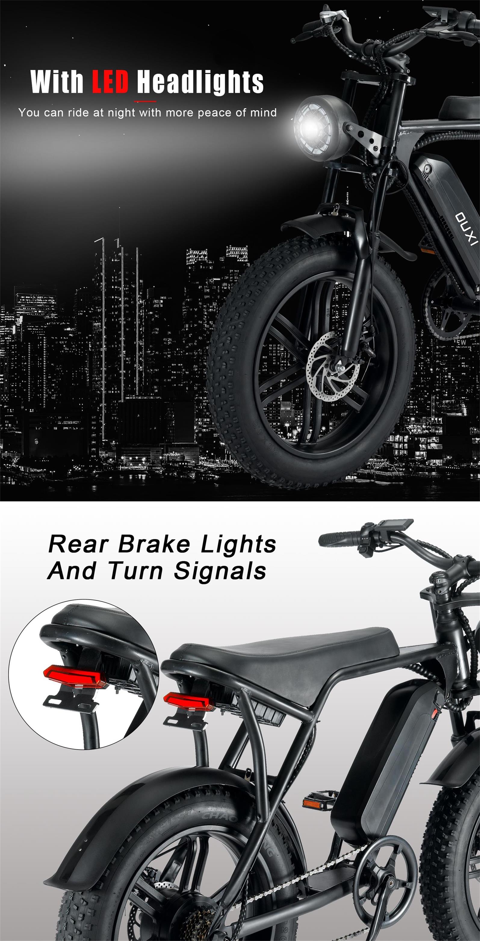 Powerful 750W V8 Motor 20 Inch Fat Tire Electric Mountain Bike With 48V 15ah Battery