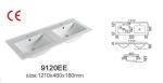 600MM Vanity Top Bathroom Sink Countertop Glaze Smooth Double Vessel