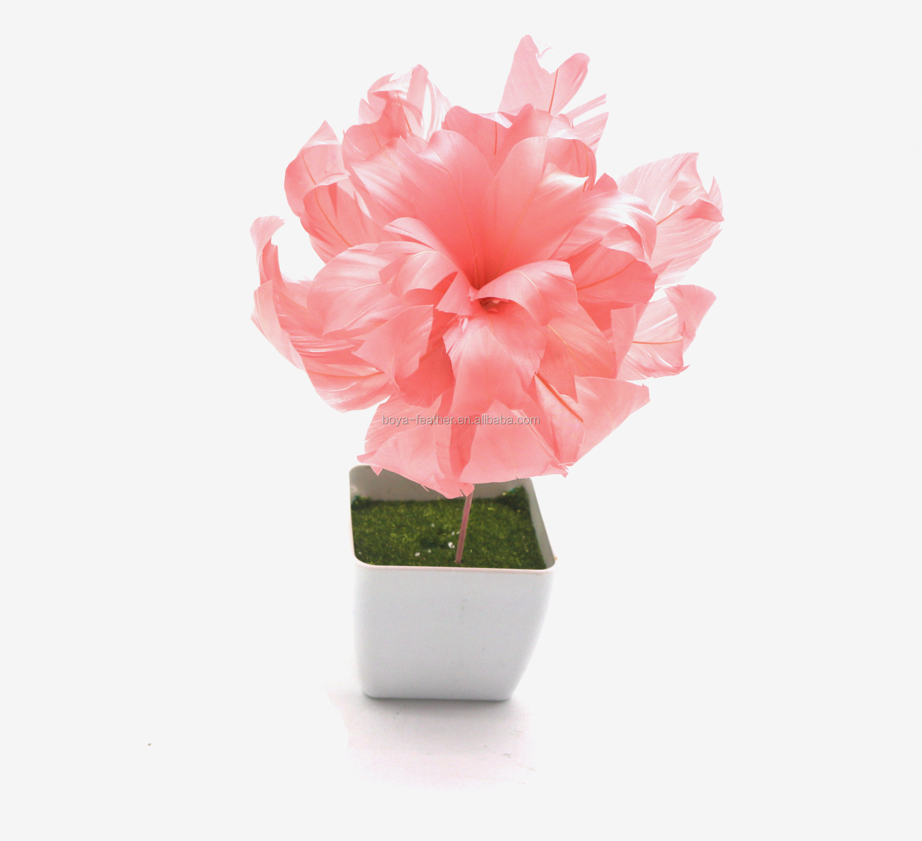 Father's Day Occasion 10*20 cm Stripped Goose Feather Flower Mount with Wire Accessory