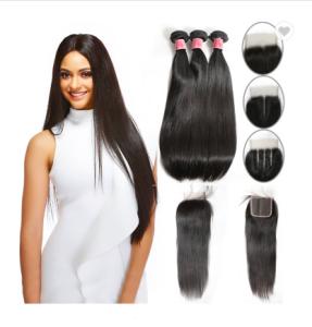 Quality SGS Straight Human Hair Weave / Peruvian Hair Bundles With Closure wholesale