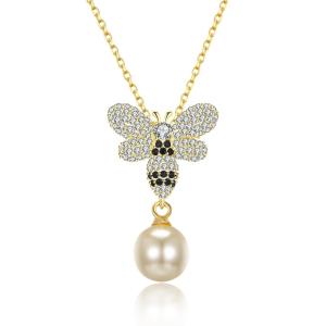 Quality Fashion ODM Butterfly Crystal 0.27in Pearl 3.93g Sterling Silver Jewelry Necklaces wholesale