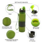 650ML Fitness Collapsible Silicone Water Bottle , BPA Free Roll Up