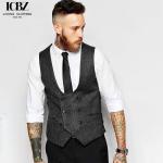 Men's Slim Black Suit Vest in Customized Color Perfect for Business Formal Style