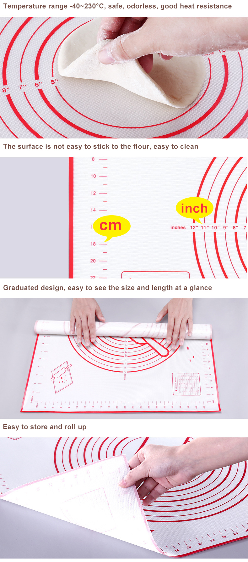 Thickness 0.7mm Non Stick Silicone Pastry Baking Mat