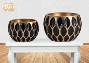 Quality Decorative Geometric Pattern Fiberglass Flower Pots With Gold Leafed Finish wholesale