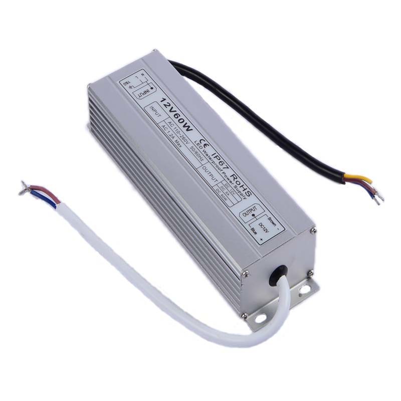 12v 5a waterproof led power supply 60w IP67 LED transformer Adapter for Strip Light