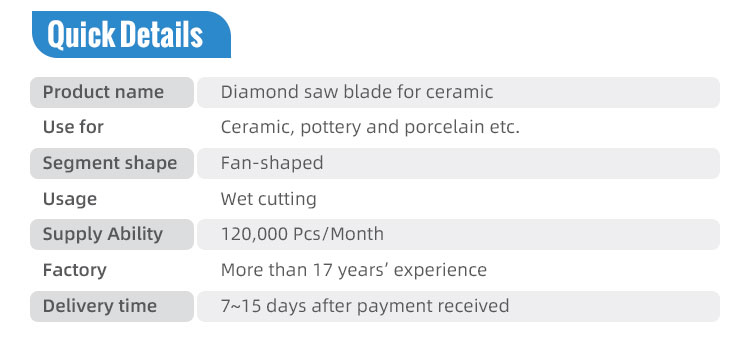 Fast Cutting Diamond Porcelain Saw Blade for Stone Cutting Tools Customized Support OEM