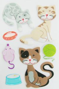 Quality Blue Lovely Puffy Cat Stickers , Kawaii Animal Stickers For Desk / Wall Decor wholesale