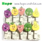 Natural Wood Color Solid Wooden Clothpins Clips Pegs with Animal Fruit Christmas