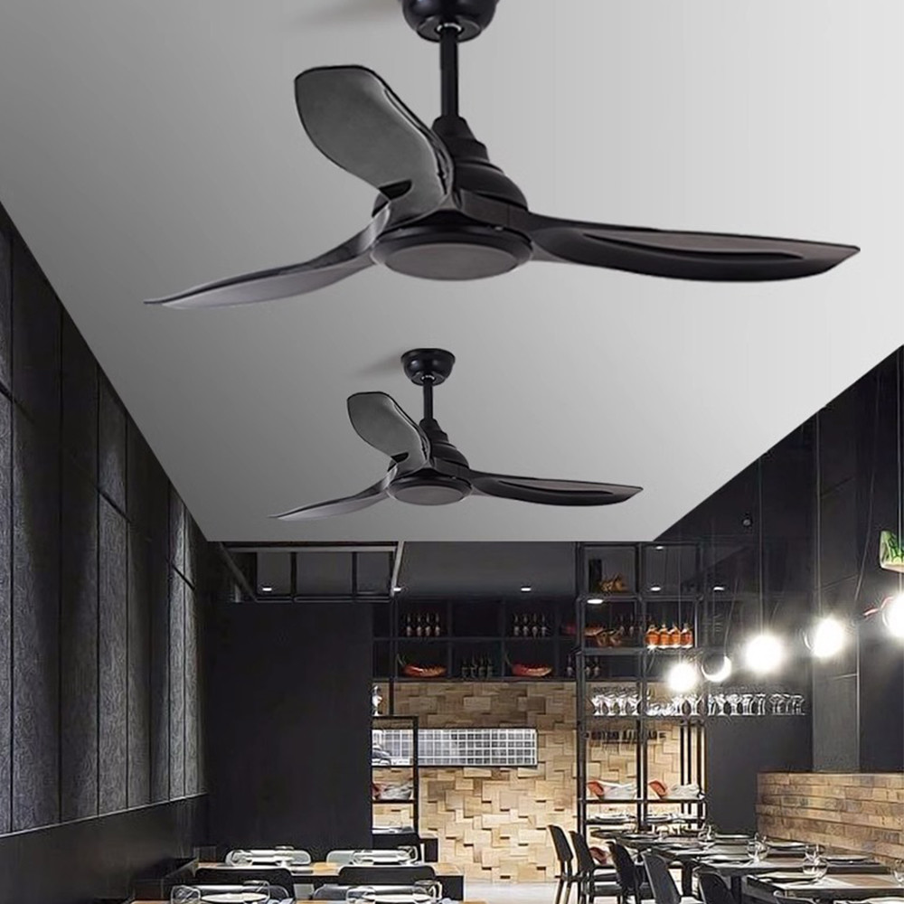 European Style DC 56 Inch 50W ABS 3 Blades Wall Control Remote Control Dimmable Led Ceiling Fan Black FAN LIGHT