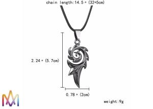 Quality 9g Leather Chain Engraved Punk Dragon Flame Necklace wholesale