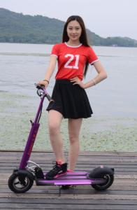 Quality 350W Mini Purple Folding Electric Scooter , Foldable Mobility Scooter For Adults wholesale