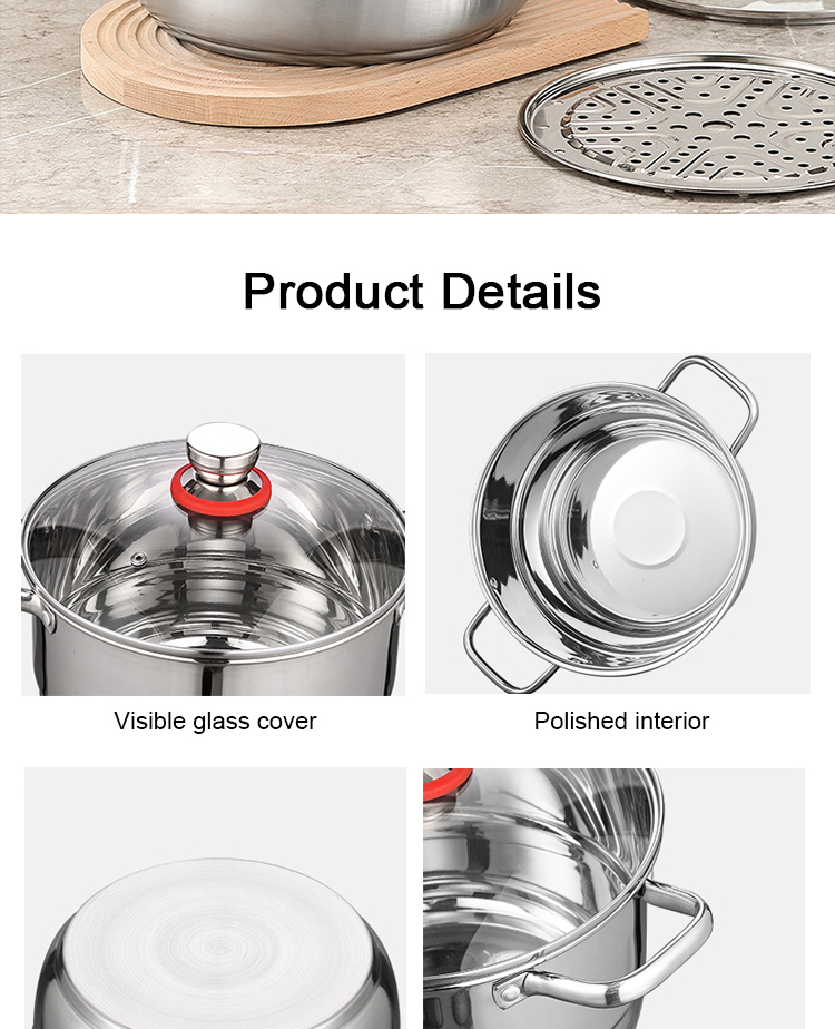 Factory Direct Sale Kitchen 8 Pcs Cooking Pots Cookware Sets Stainless Steel Soup Pot Set Cooking Pot Sets
