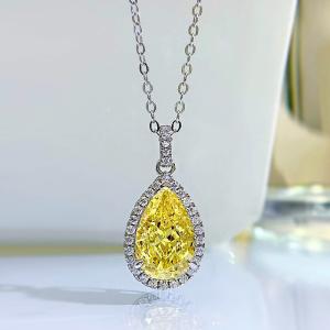 Quality Yellow Gemstone Decor Water Drop Pendant Necklace Fashion Zircon Jewelry wholesale