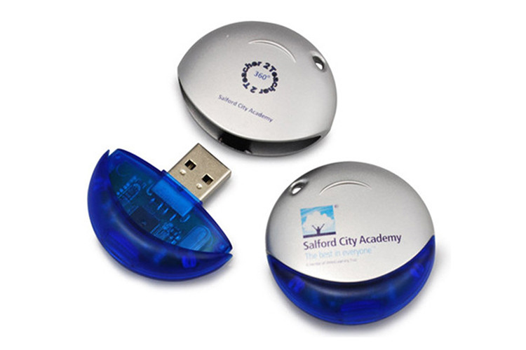 Factory supply round shape 64GB 2.0 Orange color plastic USB with customized logo and package show life brand