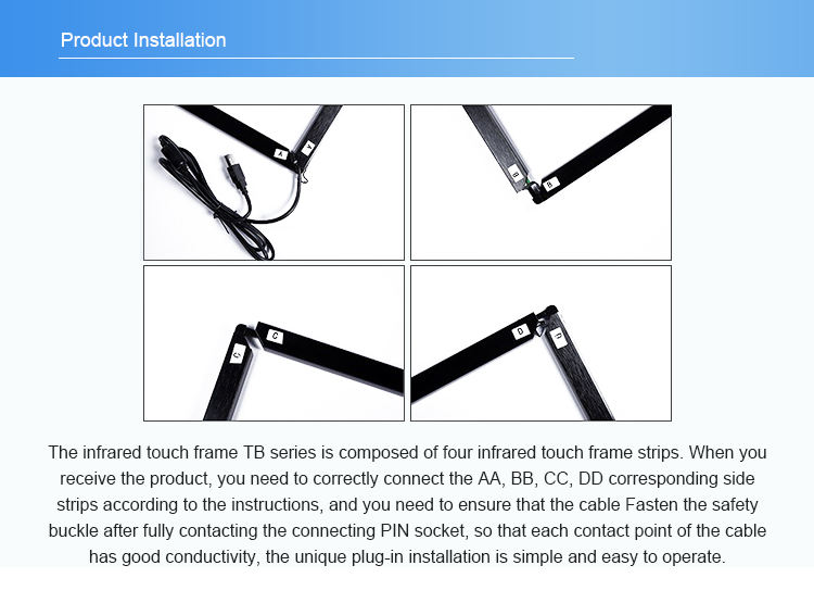 USB interface plug and play  driver free 80 inch infrared Multi Touch Screen Panel IR Touch frame for smart TV