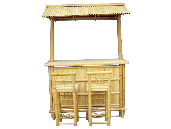 Bamboo Tiki Bar Set with Bamboo Roof for Backyard & Garden Bar Furniture for Outdoor Entertaining