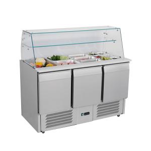 Quality Glass Cover 390L Salad Display Refrigerator Stainless Steel With Cabinet wholesale