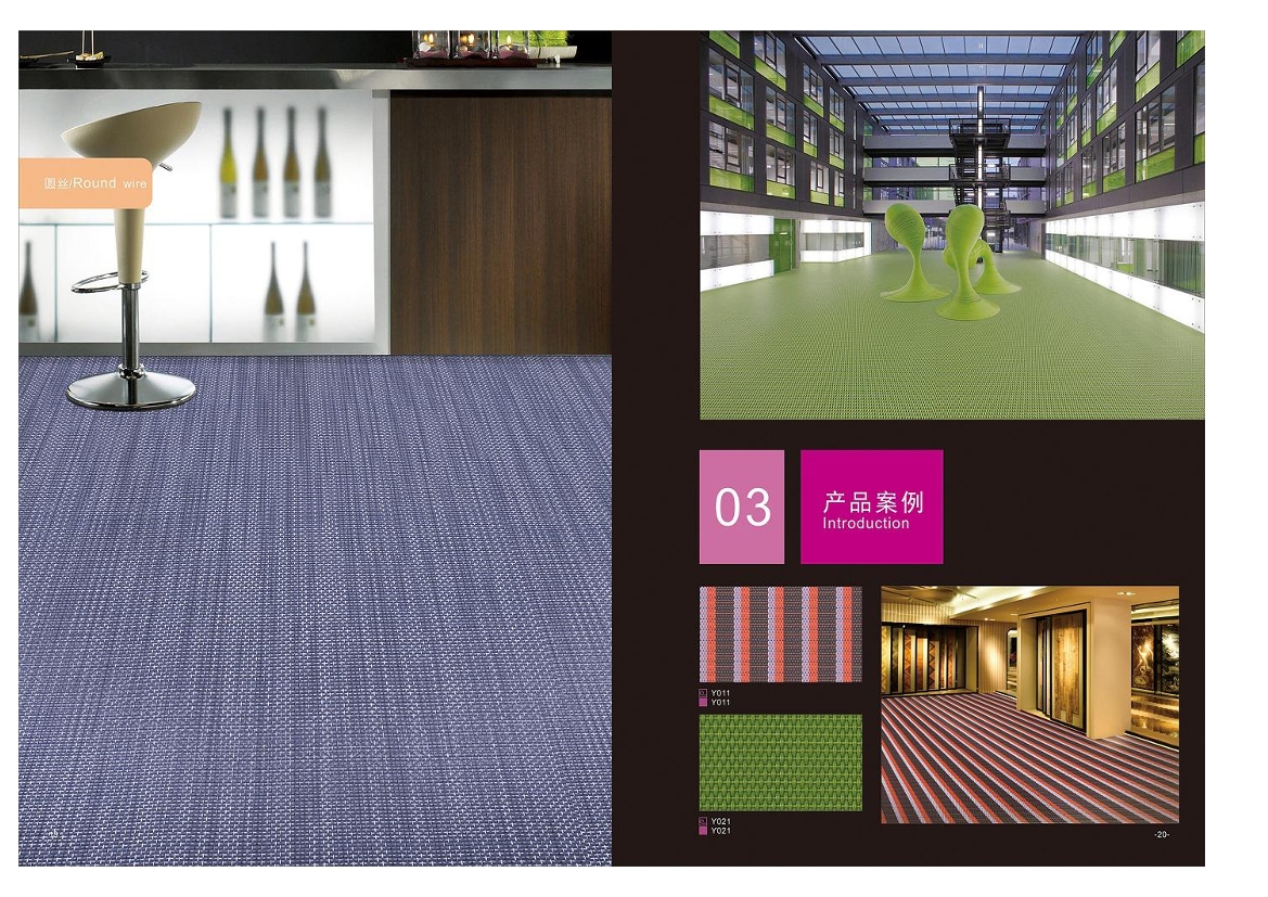 Stripe Design PVC Woven Vinyl Carpet Roll For Commercial Outdoor Anti - Slip