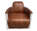 Vintage Aviator Leather Club Tomcat Swivel Armchair Aviation 1 Seat Sofa