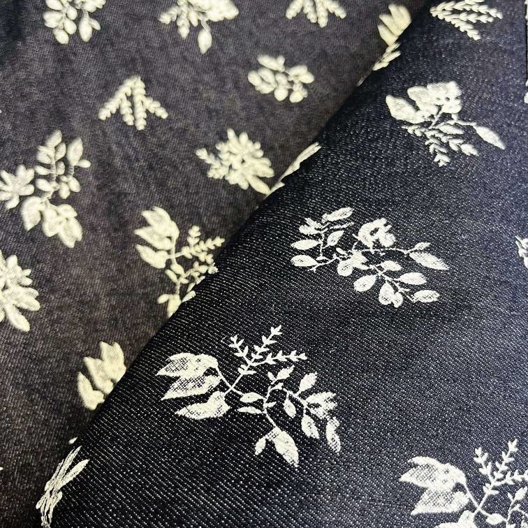 Custom Cotton Polyester Slub Printed Denim Fabric For Skirt Jeans