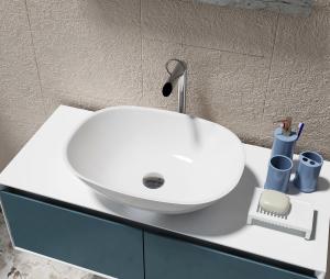 Quality White Counter Top Wash Hand Basin Artificial Stone Bathroom Sink wholesale
