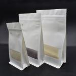 flat bottom kraft paper bag Frosted window with flat white kraft zipper bag