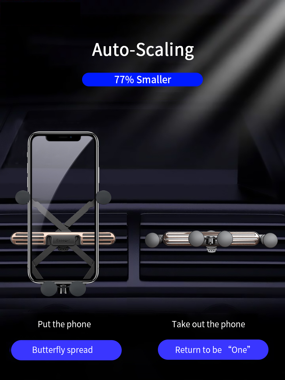 Mini Gravity Car Phone Holders For 65-88MM Mobile Phones