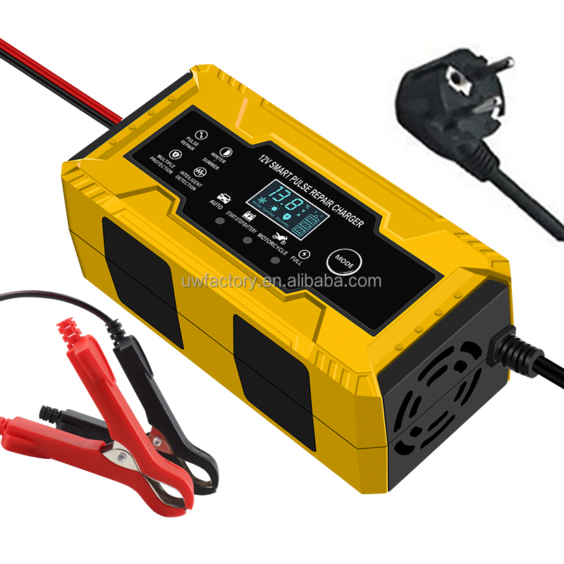 Portable LCD Display 12V/1.25A Automatic Identification Smart Fast Charge Car Battery Charger for Motorcycle Lead-Acid