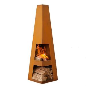 Quality Weathering Steel Angled Obelisk Chiminea Fire Pyramid Black Painted wholesale
