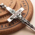 Women's and Men's Gothic Style Sterling Silver Cross Pendant Necklace with