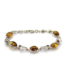 Quality Gemstone Jewelry 925 Silver 8x10mm Oval Citrine Link Tennis Bracelet (SB7001) wholesale