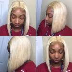 Short Bob Straight Human Hair blonde Lace Closure Wig Transparent 13X4 Lace