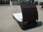 Comfortable Roofed Black Rattan Sun Lounger With White Cushion