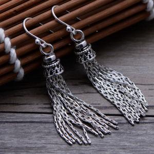 Quality Trendy Retro Women Jewelry Thai 925 Silver Tassels Danlge Earrings(058026) wholesale
