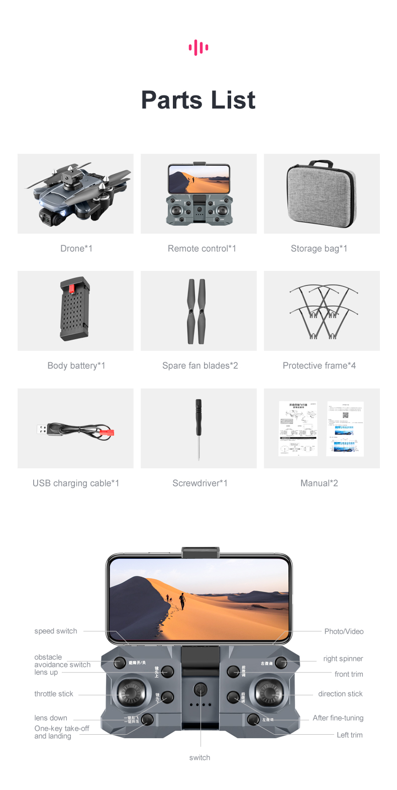 Battery 1800 mAh Plastic Foldable Dual Camera Wifi Fpv Obstacle Avoidance Mini Quadcopter Drone