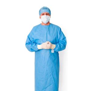 Quality Water And Blood Resistant 30g Disposable Surgical Gown With Knitted Cuff / Elastic Cuff wholesale