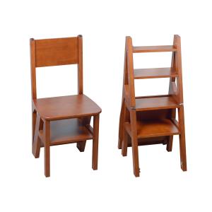 Quality Brown Ladder Back Wooden Folding Chair Multi Functional Transformed Chair Ladder wholesale