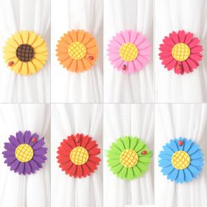 Quality Sunflower binding curtain accessories holders Decorative Magnetic Curtain Buckle wholesale