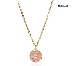 Quality Lemon Slice Epoxy Diamond Pendant Necklace Stainless 14k Gold Chain Necklace wholesale
