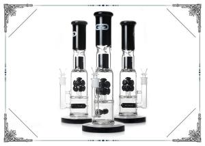 Quality Grace Straight Tube Glass Smoking Water Pipe With Black Inline Perc Bongs 13‘’ wholesale