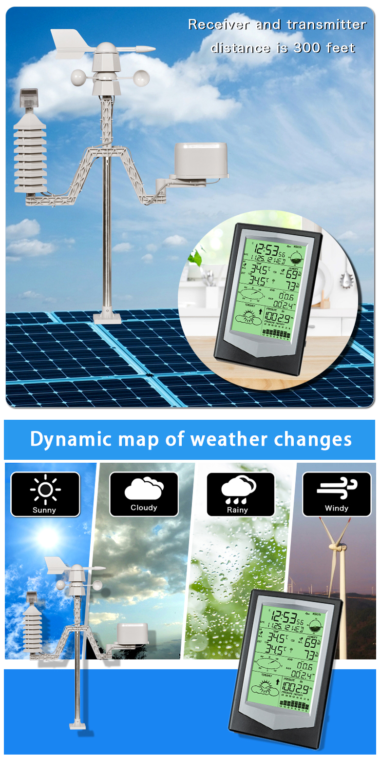 Weather Station With Outdoor Wind Speed And Direction Sensor